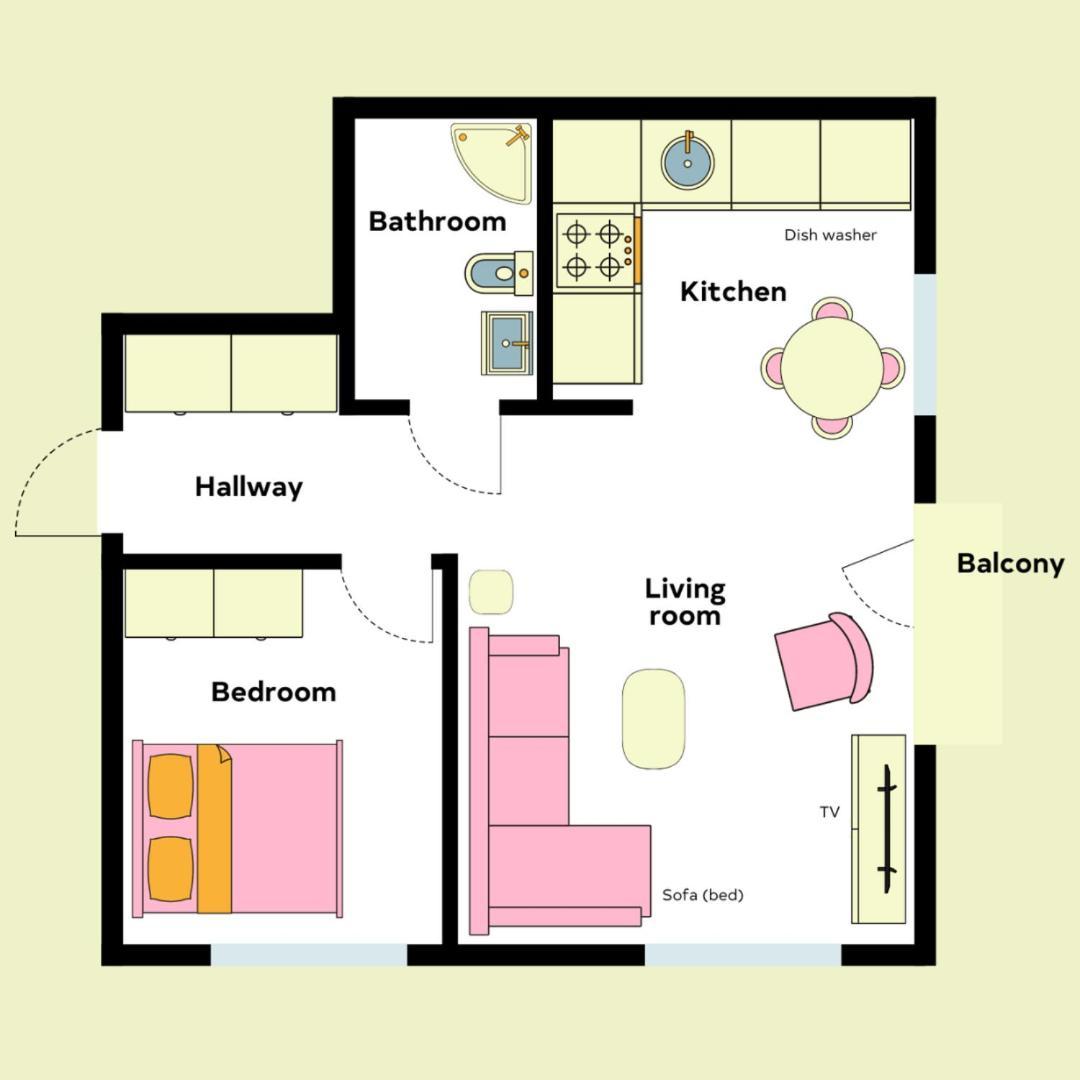 Candy-Colored Two-Room Condo With Sweet Views เฮลซิงกิ ห้อง รูปภาพ